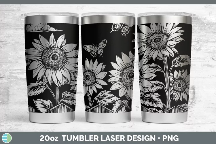 Cottage Flowers Sunflower Laser 20oz Tumbler Sublimation Tum