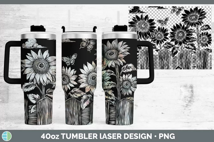 Cottage Flowers Sunflower Laser 40oz Tumbler Sublimation Tum