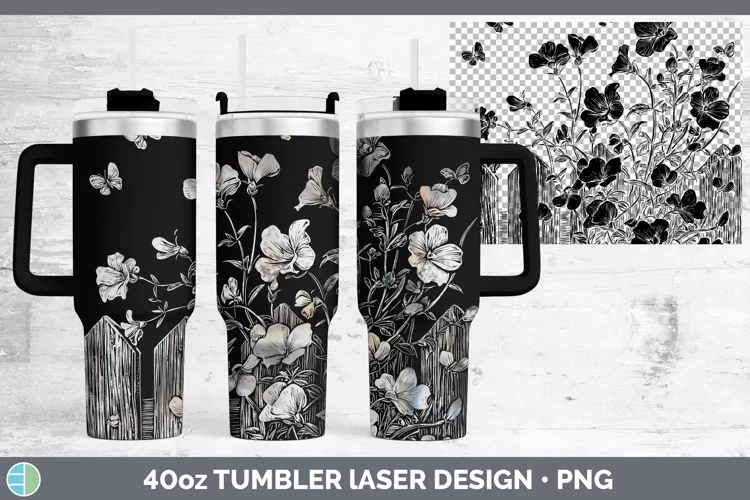 Cottage Flowers Sweet Pea Laser 40oz Tumbler Sublimation Tum