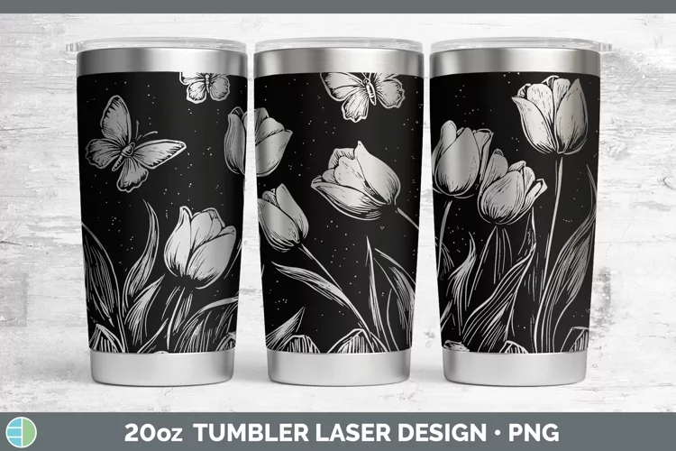Cottage Flowers Tulip Laser 20oz Tumbler Sublimation Tumbler