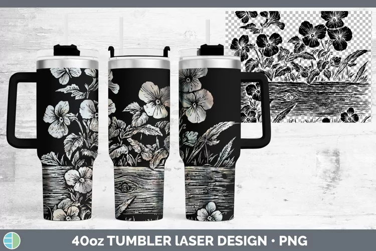 Cottage Flowers Violet Laser 40oz Tumbler Sublimation Tumble