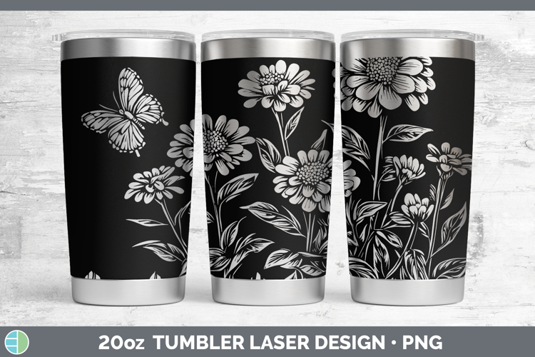 Cottage Flowers Zinnia Laser 20oz Tumbler Sublimation Tumble