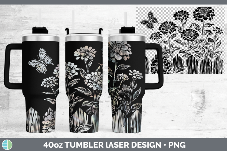 Cottage Flowers Zinnia Laser 40oz Tumbler Sublimation Tumble