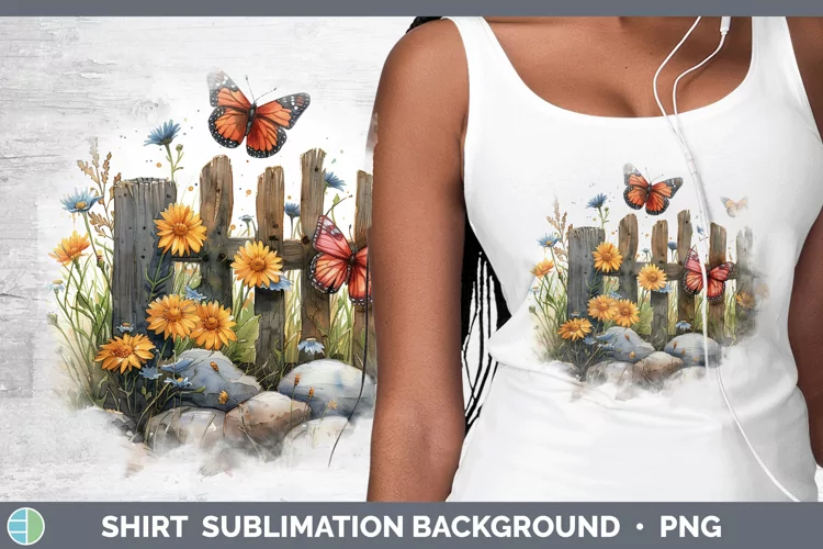 Cottage Garden Butterfly Shirt Sublimation Sublimation Backg