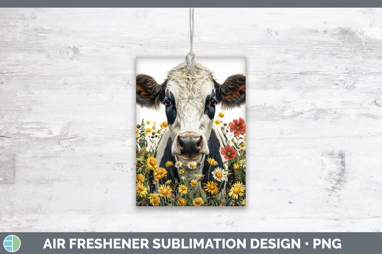 Cottage Garden Cow Air Freshener Sublimation Car Freshener D