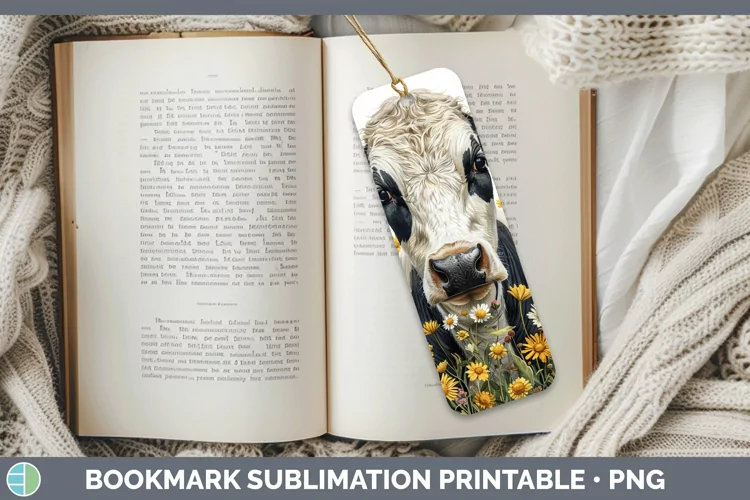 Cottage Garden Cow Bookmark Sublimation Printable Designs