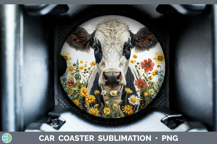 Cottage Garden Cow Car Coaster Sublimation Coaster Designs