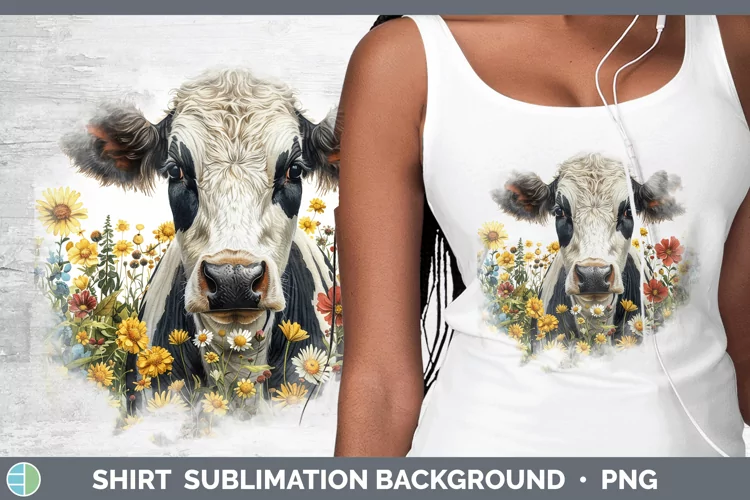 Cottage Garden Cow Shirt Sublimation Sublimation Background