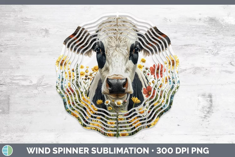 Cottage Garden Cow Wind Spinner Sublimation Spinner Designs