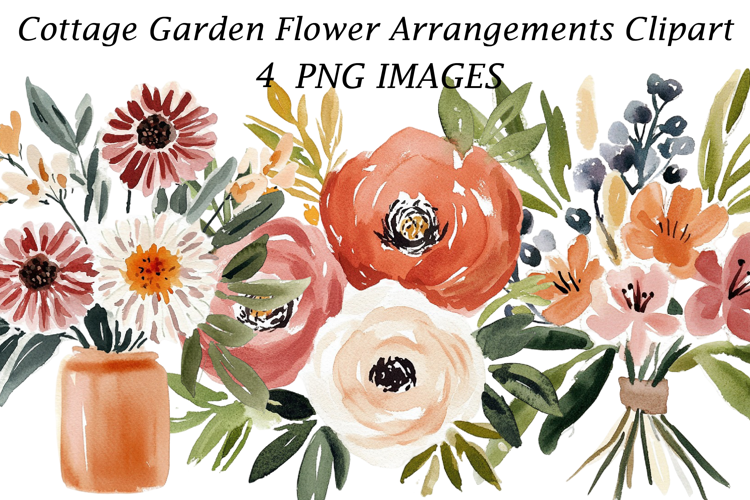 Cottage Garden Flower Arrangements Clipart