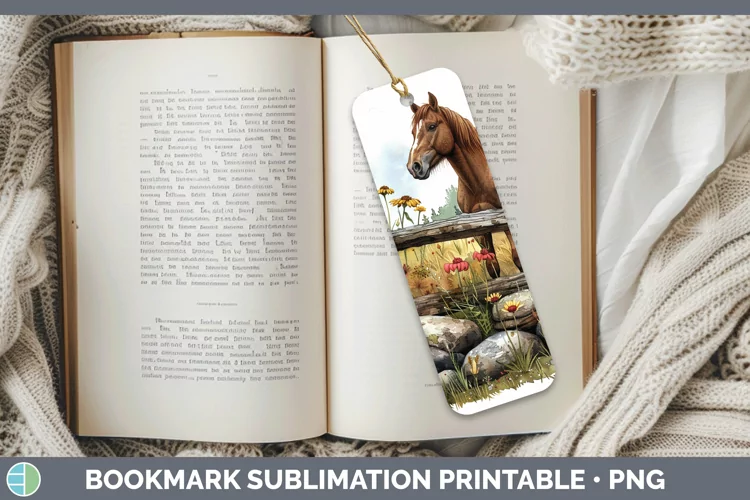 Cottage Garden Horse Bookmark Sublimation Printable Designs