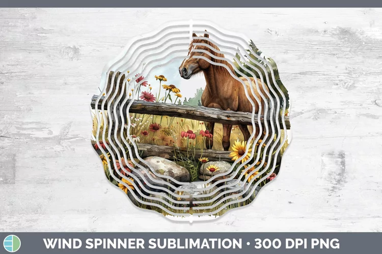 Cottage Garden Horse Wind Spinner Sublimation Spinner Design