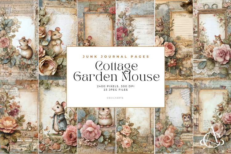 Cottage Garden Mouse Junk Journal Pages