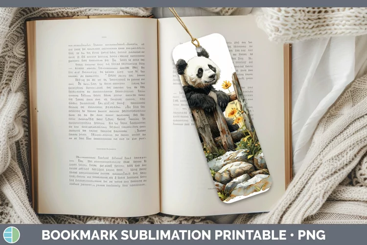 Cottage Garden Panda Bookmark Sublimation Printable Designs