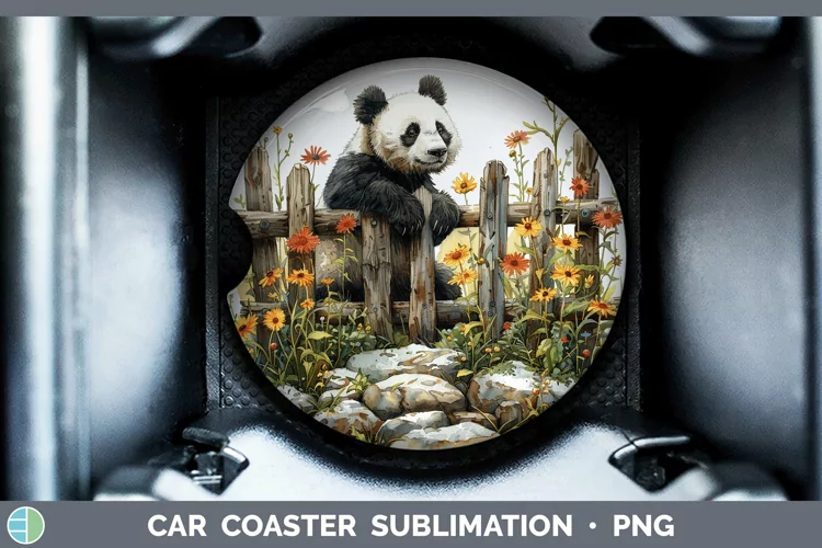 Cottage Garden Panda Car Coaster Sublimation Coaster Designs