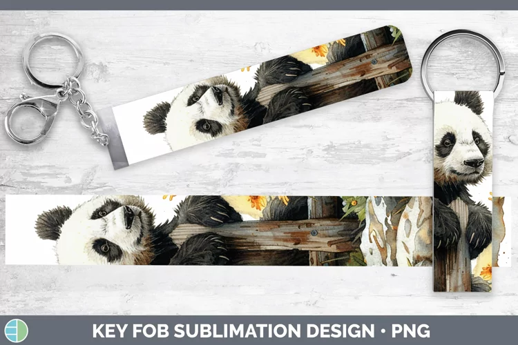 Cottage Garden Panda Key Fob Sublimation Wristlet Designs