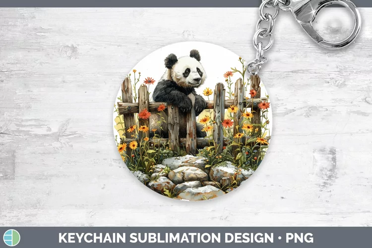 Cottage Garden Panda Keychain Sublimation Keyring Designs