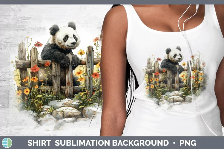 Cottage Garden Panda Shirt Sublimation Sublimation Backgroun