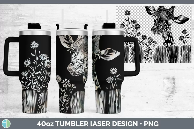 Cottage Giraffe Laser 40oz Tumbler Sublimation Tumbler Desig