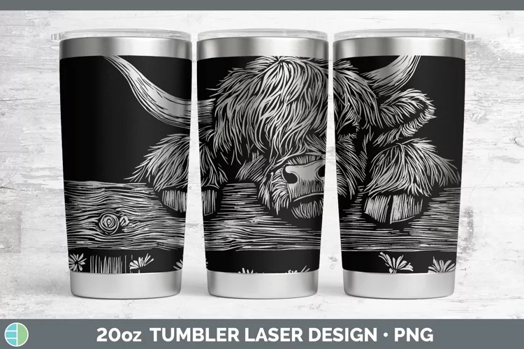 Cottage Highland Cow Laser 20oz Tumbler Sublimation Tumbler