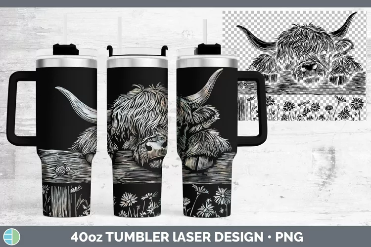 Cottage Highland Cow Laser 40oz Tumbler Sublimation Tumbler
