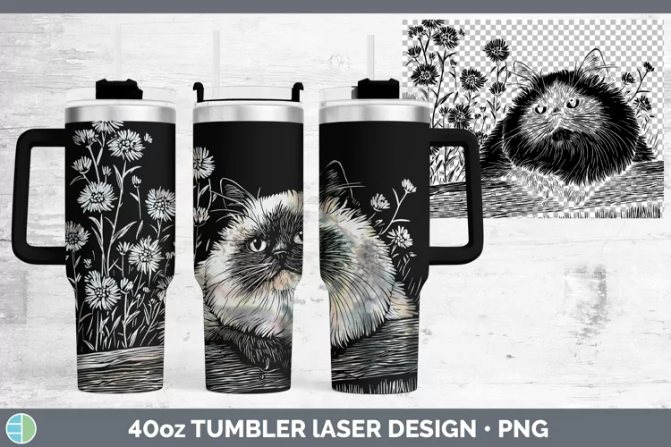 Cottage Himalayan Cat Laser 40oz Tumbler Sublimation Tumbler