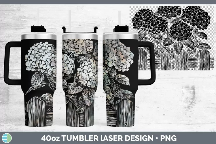Cottage Hydrangea Laser 40oz Tumbler Sublimation Tumbler Des