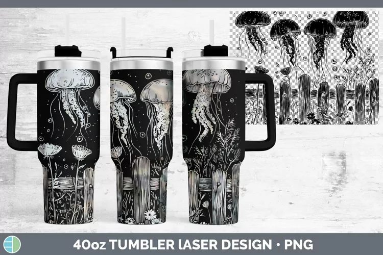 Cottage Jelly Fish Laser 40oz Tumbler Sublimation Tumbler De