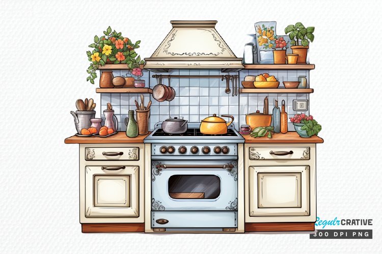 Cottage Kitchen Collection single PNG Clipart