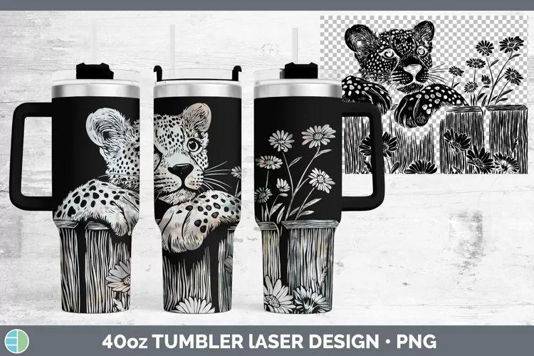 Cottage Leopard Laser 40oz Tumbler Sublimation Tumbler Desig