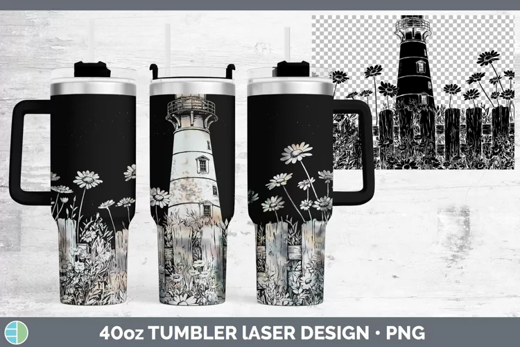 Cottage Lighthouse Laser 40oz Tumbler Sublimation Tumbler De