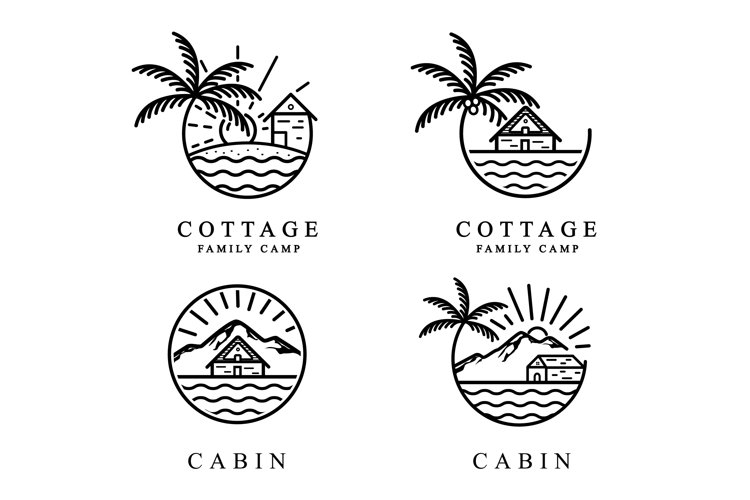 Set Bundle Cabin Cottage with palm tree example image 1