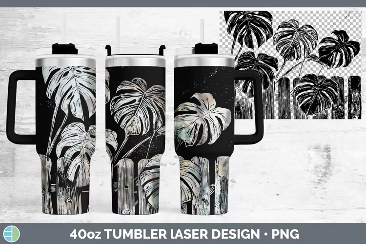 Cottage Monstera Laser 40oz Tumbler Sublimation Tumbler Desi