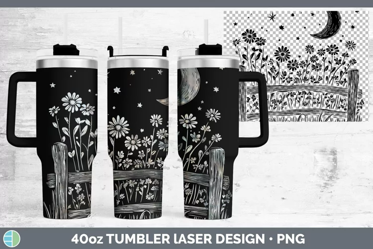 Cottage Moon and Stars Laser 40oz Tumbler Sublimation Tumble