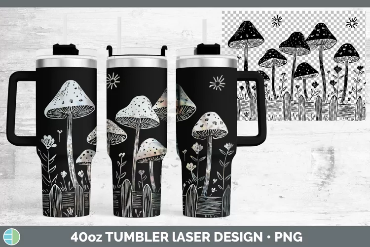 Cottage Mushroom Laser 40oz Tumbler Sublimation Tumbler Desi