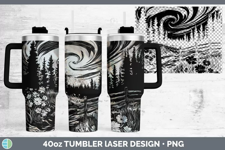 Cottage Northern Lights Laser 40oz Tumbler Sublimation Tumbl