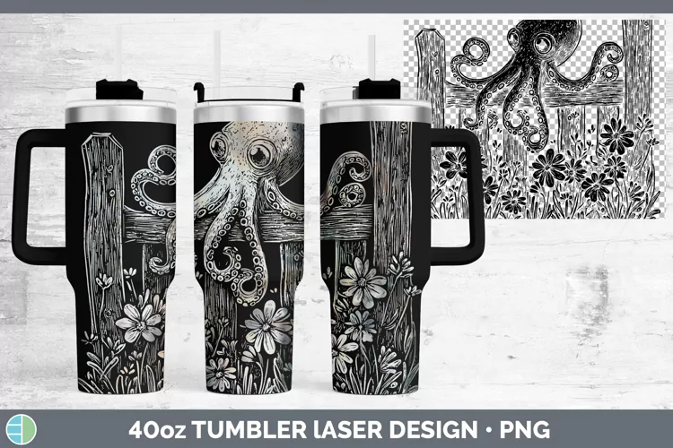 Cottage Octopus Laser 40oz Tumbler Sublimation Tumbler Desig