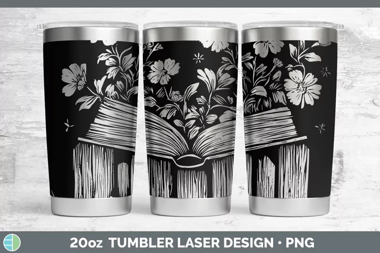 Cottage Open Book Laser 20oz Tumbler Sublimation Tumbler Des