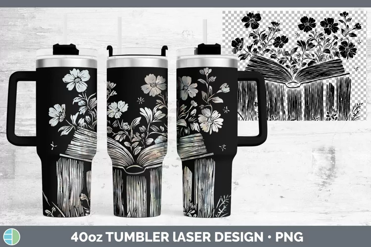Cottage Open Book Laser 40oz Tumbler Sublimation Tumbler Des