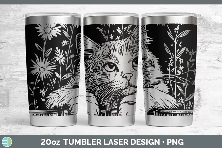 Cottage Orange Cat Laser 20oz Tumbler Sublimation Tumbler De