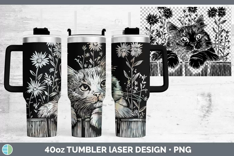 Cottage Orange Cat Laser 40oz Tumbler Sublimation Tumbler De