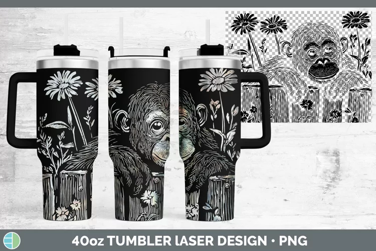 Cottage Orangutan Laser 40oz Tumbler Sublimation Tumbler Des