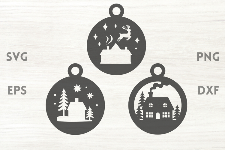 Cozy Cottage Christmas Ornaments SVG