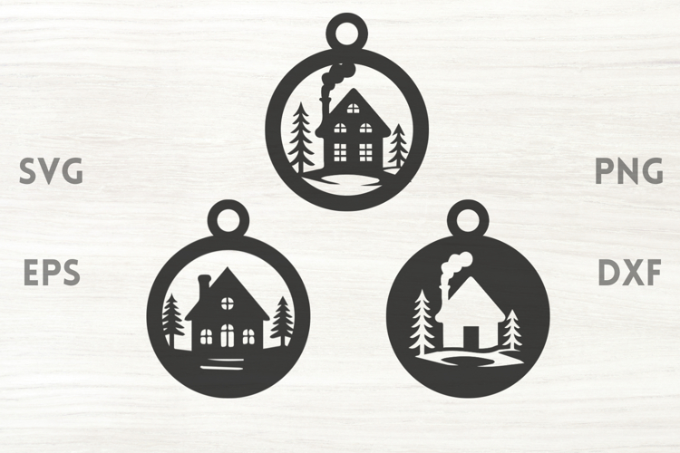 Cozy Cottages Christmas Ornaments SVG