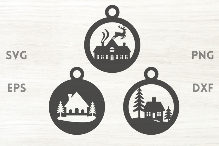 Cozy Cottage Christmas Ornaments SVG