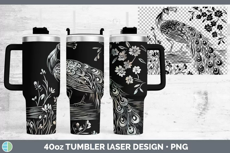 Cottage Peacock Laser 40oz Tumbler Sublimation Tumbler Desig