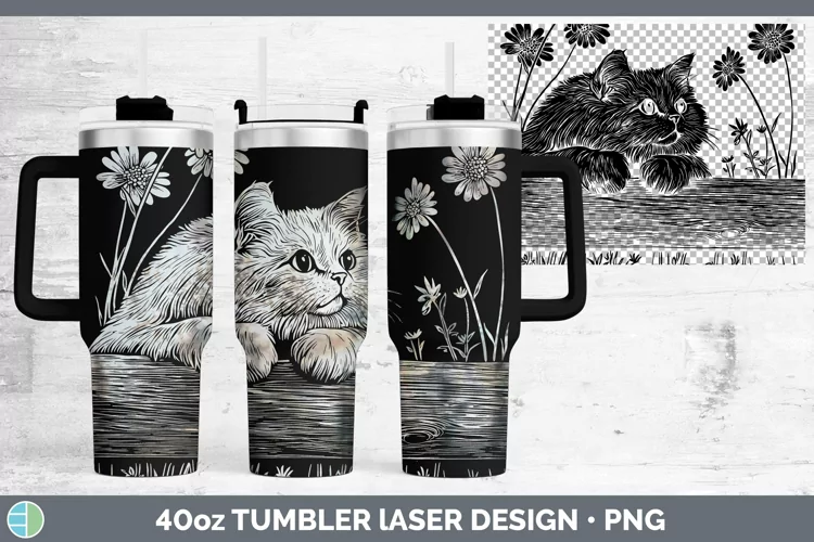 Cottage Persian Cat Laser 40oz Tumbler Sublimation Tumbler D