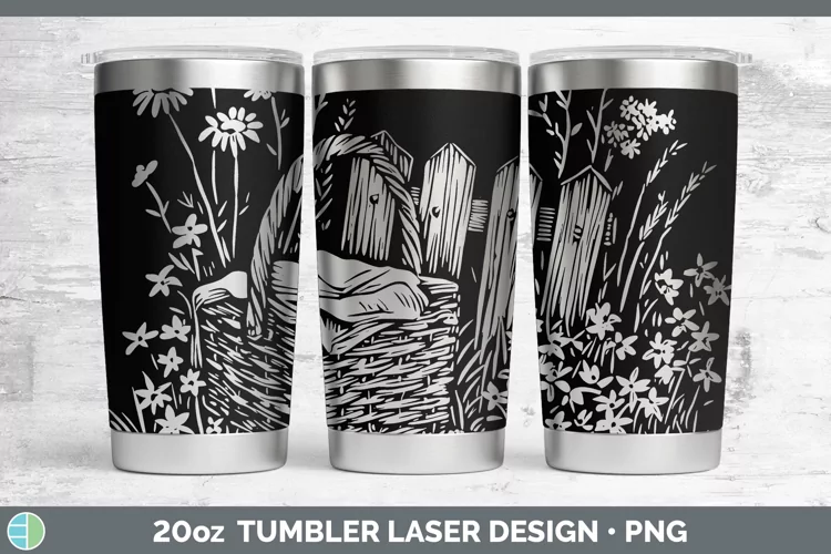 Cottage Picnic Basket Laser 20oz Tumbler Sublimation Tumbler