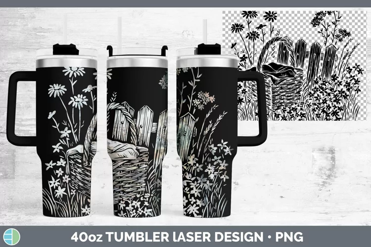 Cottage Picnic Basket Laser 40oz Tumbler Sublimation Tumbler