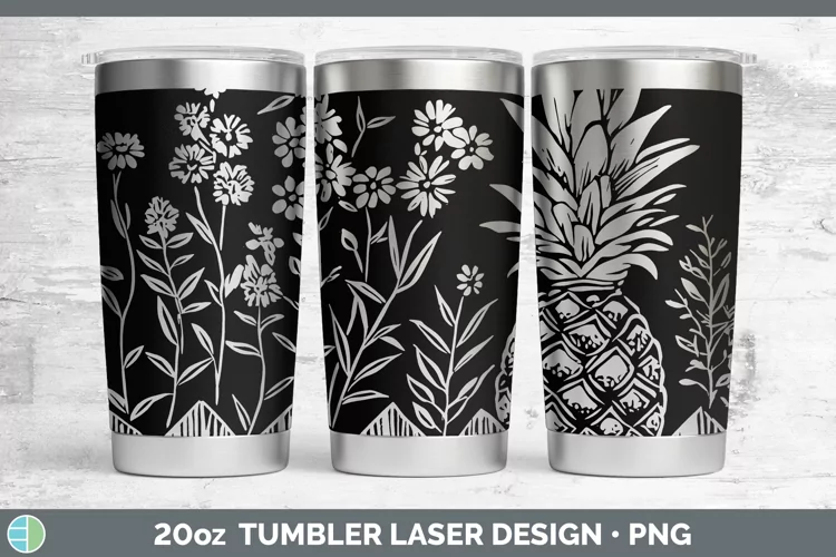 Cottage Pineapple Laser 20oz Tumbler Sublimation Tumbler Des